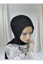 Black Full Embroidered Ready Turban Ready Wrap Evening Dress Wrap - 2