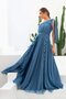 Indigo Chiffon One Shoulder Long Evening Dress