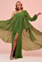 Green One Sleeve Slit Plus Size Chiffon Evening Dress - 4