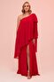 Red One Sleeve Slit Plus Size Chiffon Evening Dress
