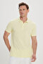 Men's Yellow Slim Fit Slim Fit Polo Collar 100% Cotton Short Sleeve T-Shirt