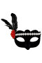 Black Color Suede Coated Silver Lace Red Rose Design Party Mask 18X20 cm