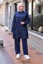 Pocket Detailed Hijab Navy Blue Set - 3