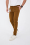 Men's Seasonal Jogger Slimfit Mold Waist Half Elastic Lycra Camel Linen Trousers - 5