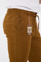 Men's Seasonal Jogger Slimfit Mold Waist Half Elastic Lycra Camel Linen Trousers - 7