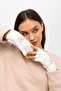 Stone Embellished Cutout Ecru Knitwear Women's Gloves - 3
