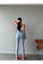 Jeans Pants Stretchy Slim Fit Standard Waist Pocket Cotton - Mom Snow Wash Blue (Full Fit) - 2