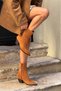 Jaylin Tan Genuine Suede Women's Heeled Boots with Internal Zipper Detail - 2