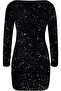 BLACK uzeri glittery kumastan off shoulder bodycon dress - 3