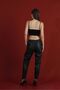 Women's Topshow Lace-Up Leather Trousers-Black - 3