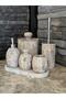 Silver - Silver Travertine Oval Model 6-Piece Bathroom Set Covers Self-Retained - 4