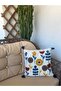Punch Embroidered Throw Pillow Cover Bohemian Style Linen Fabric - 5