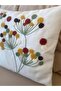 Punch Embroidered Throw Pillow Cover Bohemian Style Linen Fabric - 5