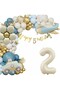 Airplane Police Car Chrysanthemum Foil Balloon 2 Year Old Birthday Party Set Decoration - 3