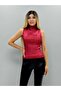 Gilded Half Turtleneck Twist Knit Zero Sleeve Standard Size Knitwear Blouse - 4