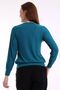 Harare Women's Drawstring Drop Neck Buttoned Knitted Jacquard Stretchy Long Sleeve Blouse & Hijab Blouse - Petrol - 6
