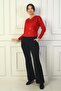 Women's Elastic Waist Side Pocket Spanish Striped Steel Trousers