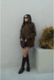 Coffee Pleated Mini Skirt Fisherman Sweater Bottom Top Premium Knitwear Set - 4