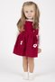Baby Girl Children's Velvet Dress with Straps, Floral Detail, Long Sleeves, 2-Piece Set - 3