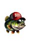 Hat-Wearing Boss Fish Sticker Car, Motorcycle, Helmet, Laptop, Glass Sticker 13X11 cm