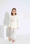 Tarık Mother-Daughter Matching Thermal Pajama Set - Ecru and Colorful Stripes (Sold Separately) - 3