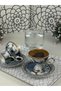 4-Piece Turkish Coffee Cup for 2 People - Peacock - 2