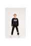 Girls and Boys Three Thread Fabric Medium Thickness Basic Tracksuit Set - Black - 9 Years