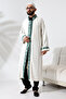 Green Pattern Embroidered Cream Prevailing Collar with Snap Fasteners and Pockets İmam Cube - 4
