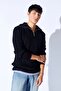 Men's Black Oversize Sweater with Half Zipper, Knitted Pattern, Soft Texture 9913 Black