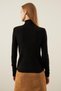 Women's Black Corded Fabric Fisherman Knitwear Sweater - 5