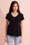 Women's Black V-Neck Wide Casual T-Shirt - 8