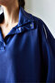 Women's Navy Blue Modal Fabric Collar Snap Fastener Top and Bottom Set 60351111 - 4