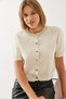 Women's Beige Stone Embroidered Knitwear Cardigan 14314 60351157 - 2