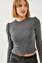 Women's Anthracite Princess Sleeve Ribbed Blouse 2111 60351109 - 2