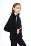 Girl's Hooded Zippered Pockets Off Shoulder Embroidery Printed Knitted Cardigan - 2 Yarn - 5