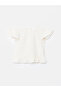 Ecru Crew Neck Basic Girls' Blouse and Shorts Skirt 2-Piece Set - 2