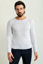 Knitted Patterned Slim Fit Wide Collar Long Sleeve Lase Men's Knitwear Sweater White - 11155.18Y - 4