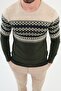 Patterned Slim Fit Crew Neck Men's Knitwear Sweater Khaki - 11513.24K - 4