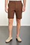 Straight Super Slim Fit Belted Linen Men's Shorts Camel - 18107.24Y - 3