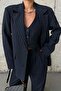 Women's Palazzo Pants, Buttoned Short Crop Vest, Blazer Jacket, Three-Stripe Suit Set