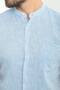 Gray Slim Fit Judge Collar Short Sleeve Linen Men's Shirt Blue - 37749.23Y - 2