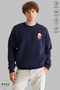 Unisex Long Sleeve Bubu Dudu Scooter Printed Crew Neck Hoodless Ribbed Oversize Sweatshirt - 4
