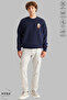 Unisex Long Sleeve Bubu Dudu Scooter Printed Crew Neck Hoodless Ribbed Oversize Sweatshirt - 5