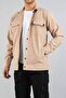 Men's Shirt Beige Parachute Fabric Relaxed Fit Seasonal Snap Closure Flap Side Pocket Coat - 4