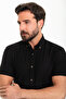 Patterned Slim Fit Short Sleeve 100% Cotton Men's Shirt Black - 37850.24Y - 3