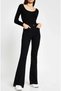 Black High Waist Women's Flare Leg Jeans Flare Lycra Jeans - 5