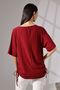 Chuy Women's Soft Textured Batwing Sleeve Hem Lace-Up Diagonal Jacquard Blouse & Combed Cotton Blouse - Burgundy - 7