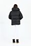 Women's Black Hooded Puffer Coat - 3