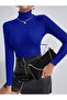 Unisex Cobalt Blue Cotton Turtleneck Camisole Slimfit Turtleneck Sweater - 2