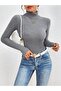 Unisex Anthracite Gray Cotton Turtleneck Slimfit Turtleneck Sweater - 2